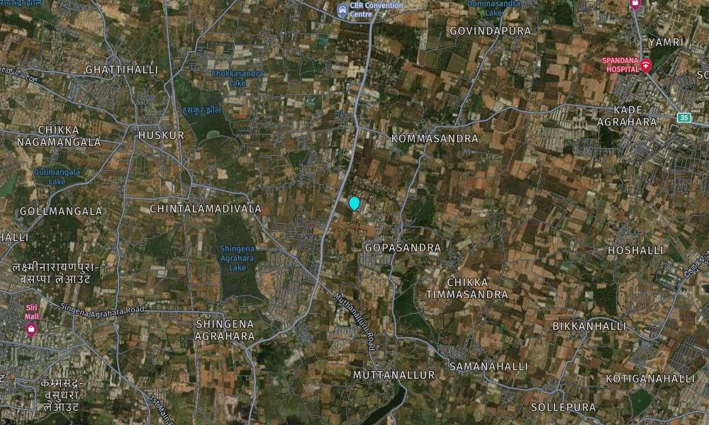 Aerial view of Gopasandra locality with residential plots and villa projects in Sarjapur Bengaluru