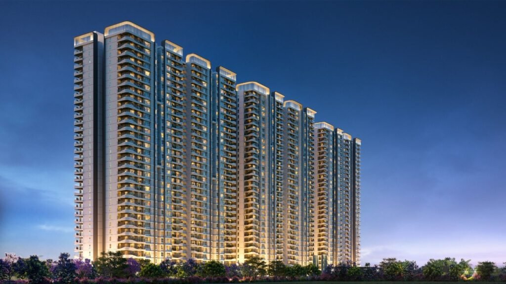 Exterior view of high rise residential towers in Nambiar District 25 Phase 3 Sarjapur Road Bengaluru