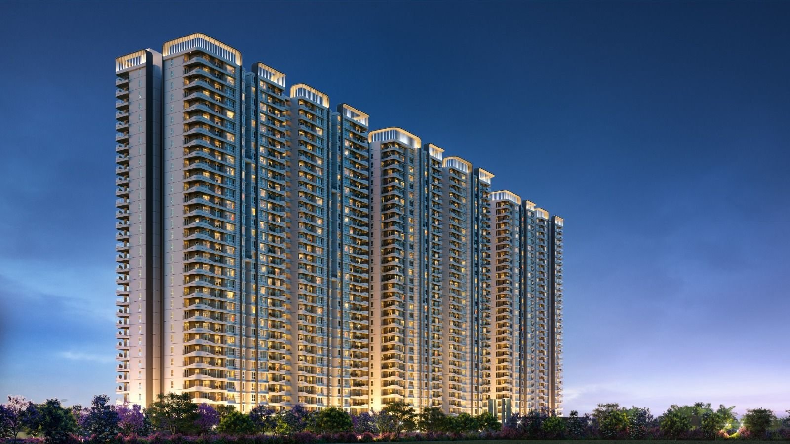 Exterior view of high rise residential towers in Nambiar District 25 Phase 3 Sarjapur Road Bengaluru